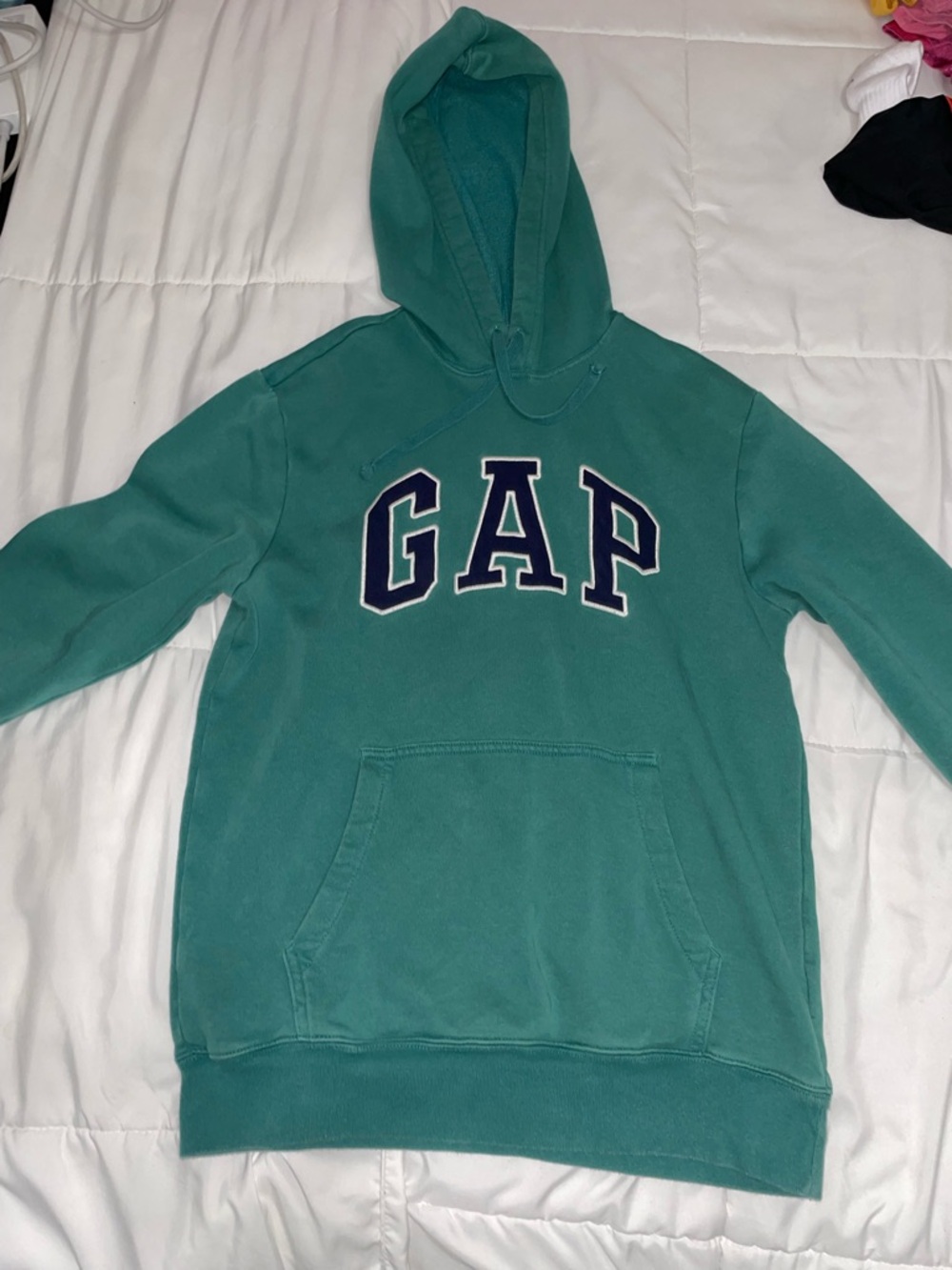 GAP Teal Fleece Hoodie with Navy Logo Tag